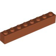 Lego kostka (kostička) 1x8, tmavě oranžová (4178316, 4597485, 6000748)